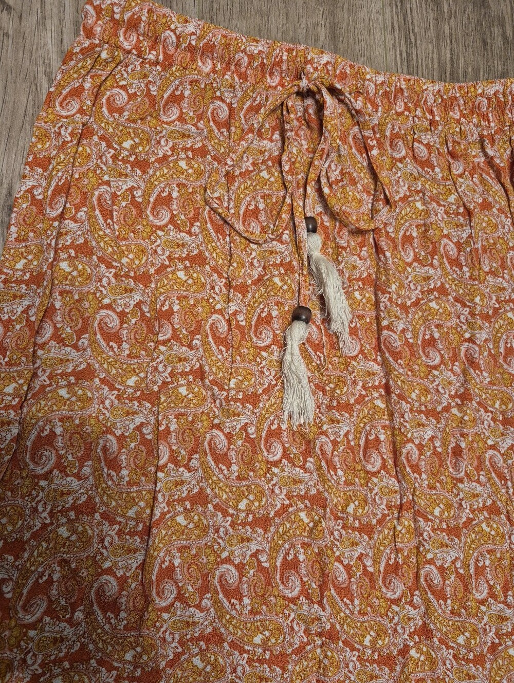 Cynthia Rowley Women's Boho Floral Paisleu Orange Viscose Midi Skirt Size Small - Picture 3 of 6